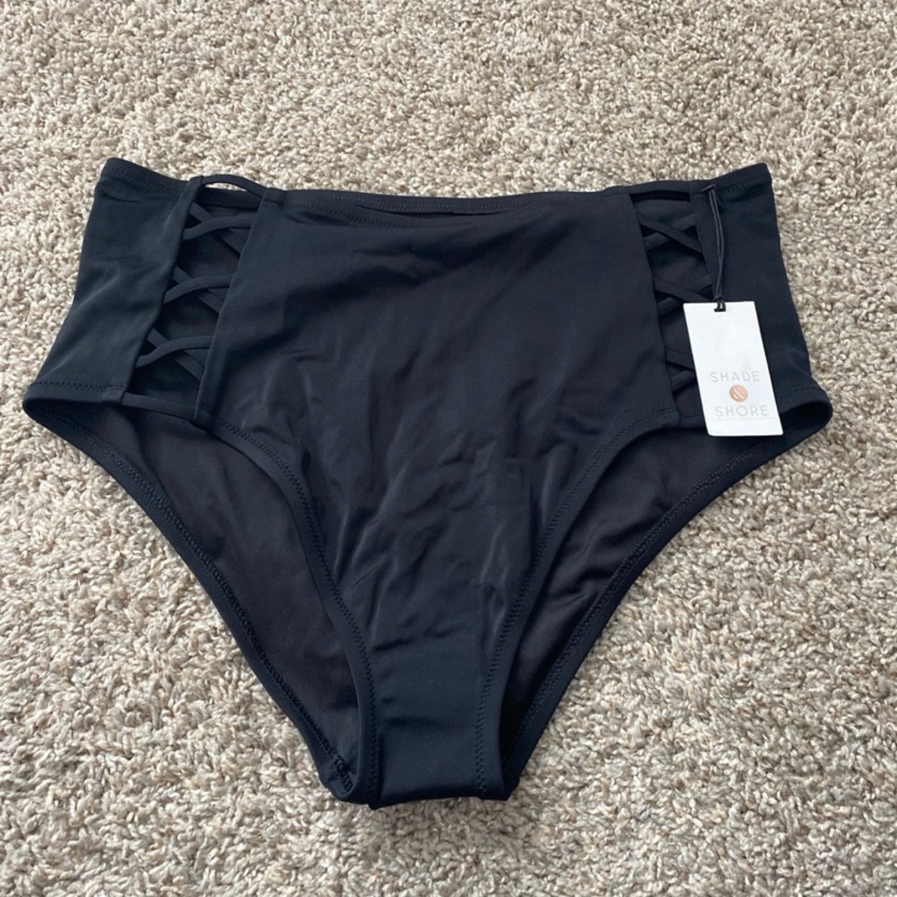 Shade & Shore Black High-Waisted Bikini Bottoms